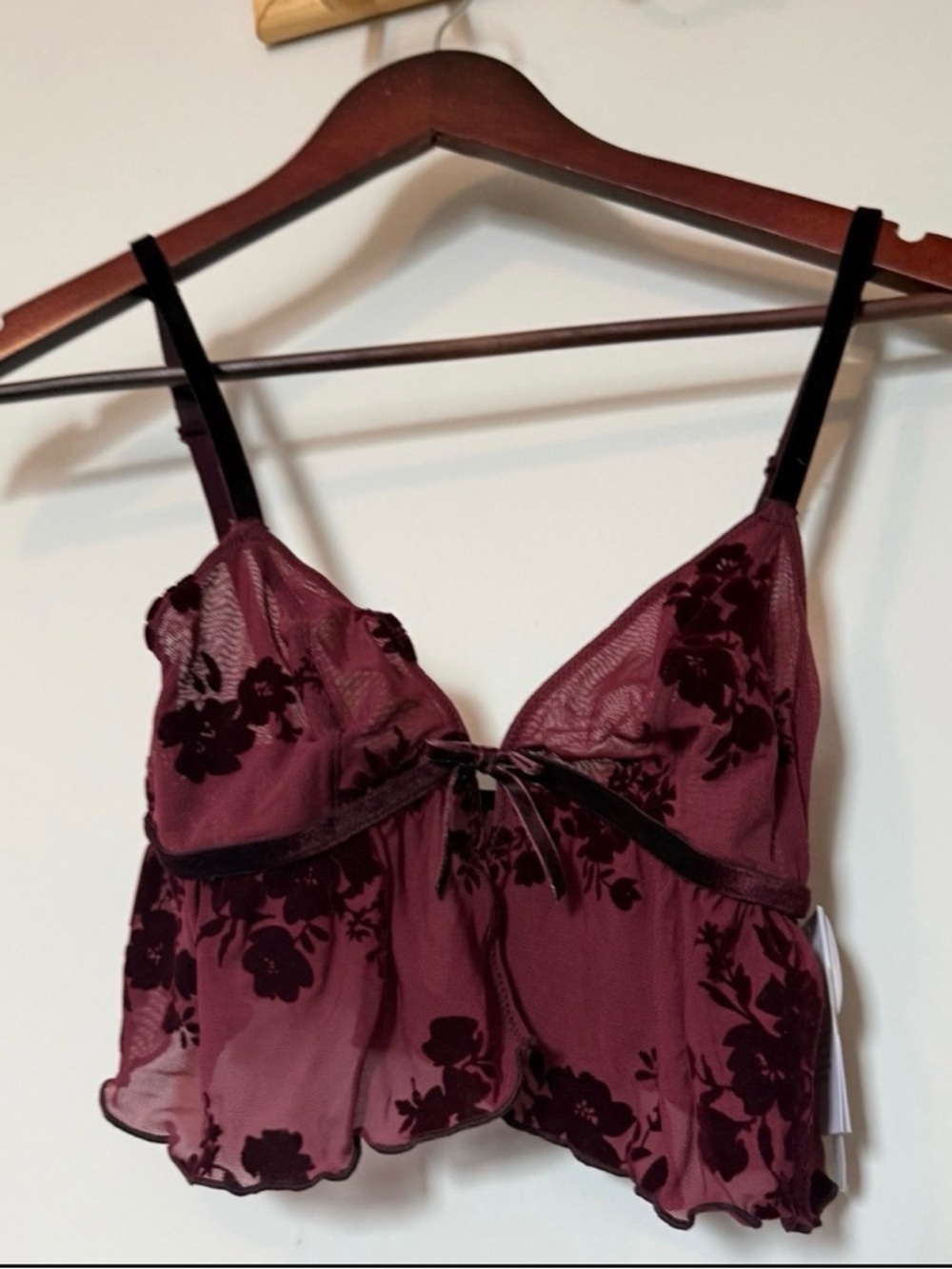 Floral Velvet Lingerie Top - NWT